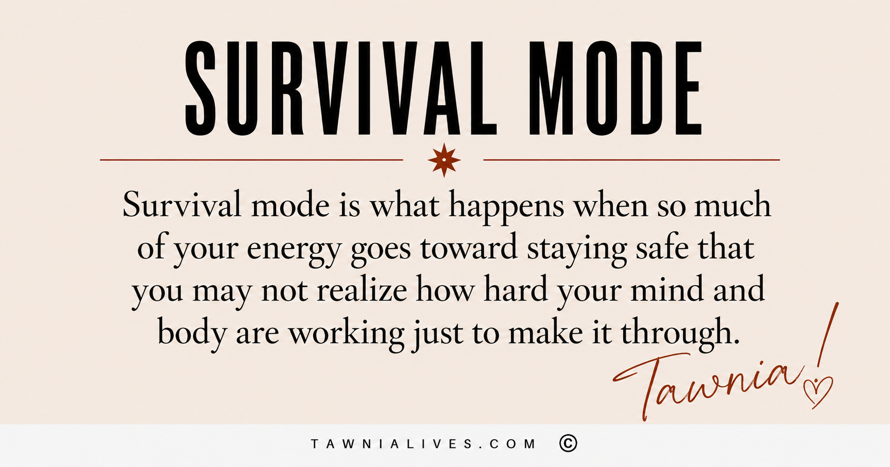 Survival Mode definition graphic explaining how the mind and body focus their energy on staying safe.